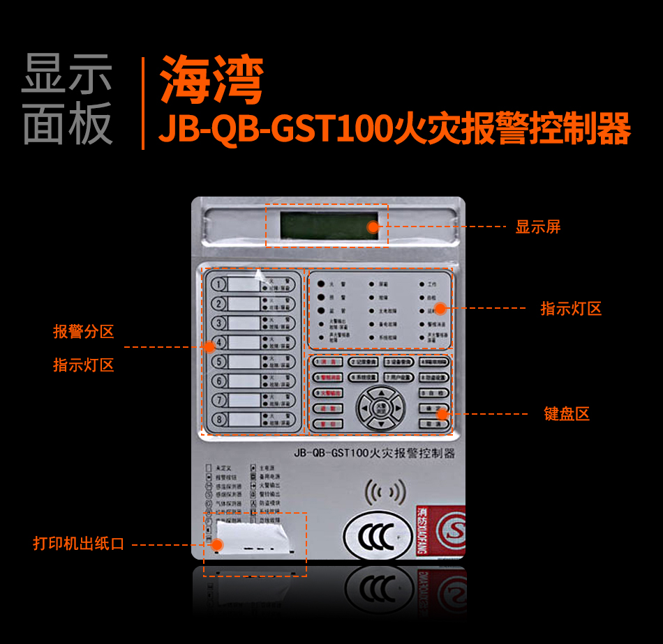 內蒙古海灣JB-QB-GST100內蒙古火災報警控制器顯示面板